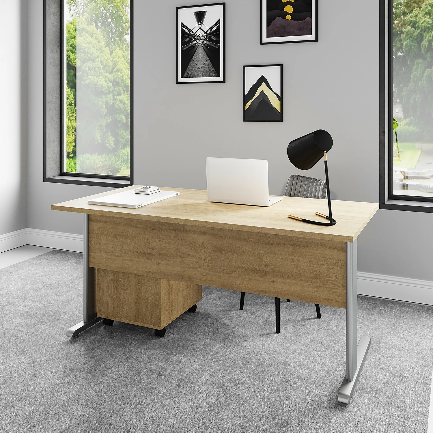 Furnitive Schreibtisch Vebron II - Eiche Artisan Dekor - Breite: 160 cm 5 Furnitive Schreibtisch Vebron II - Eiche Artisan Dekor - Breite: 160 cm – Bild 3