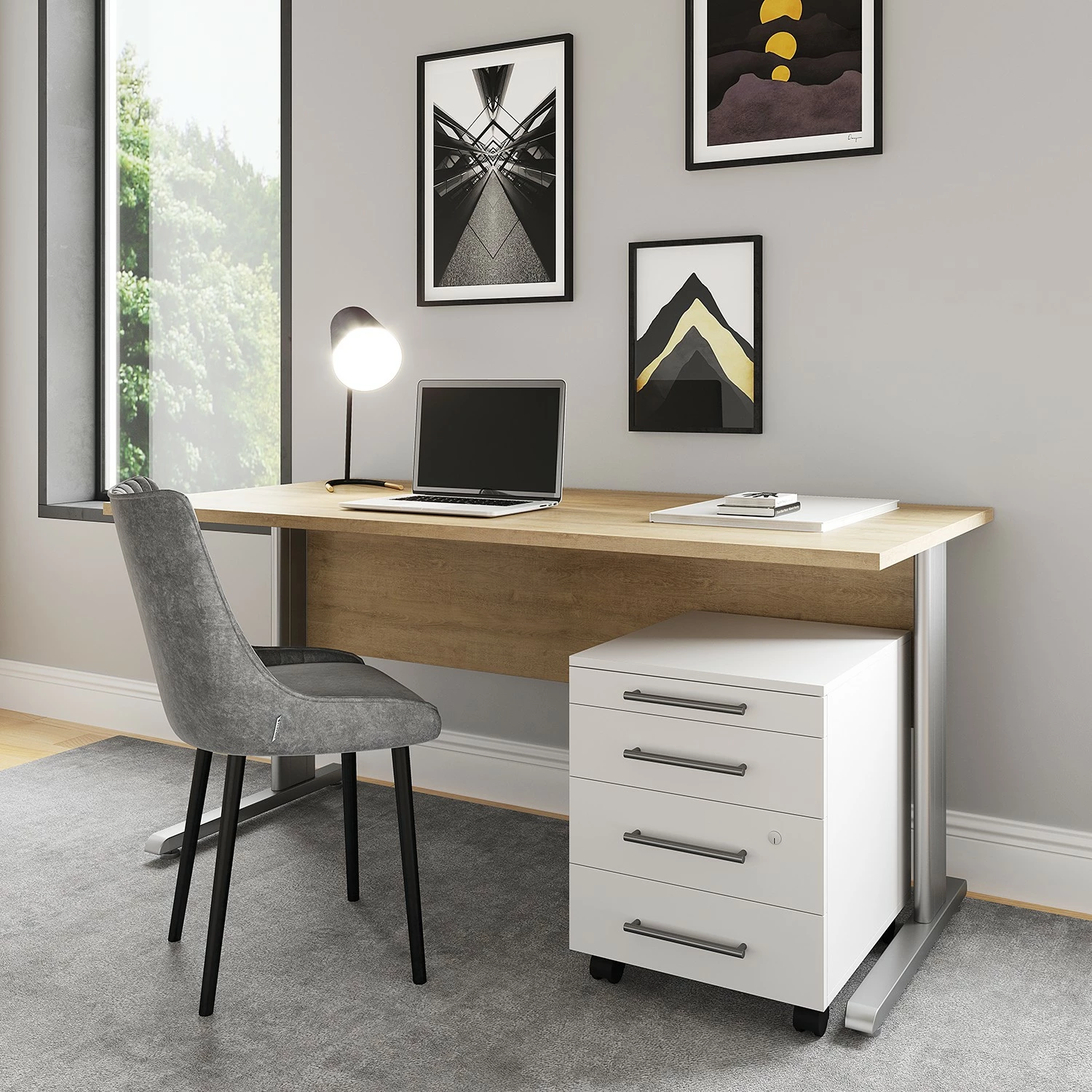 Furnitive Schreibtisch Vebron II - Eiche Artisan Dekor - Breite: 160 cm 6 Furnitive Schreibtisch Vebron II - Eiche Artisan Dekor - Breite: 160 cm – Bild 4