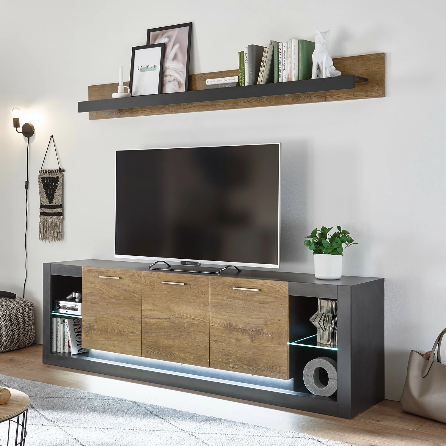 Red Living Lowboard Talence III - Kastanie Dekor / Grau 3 Red Living Lowboard Talence III - Kastanie Dekor / Grau – Bild 2