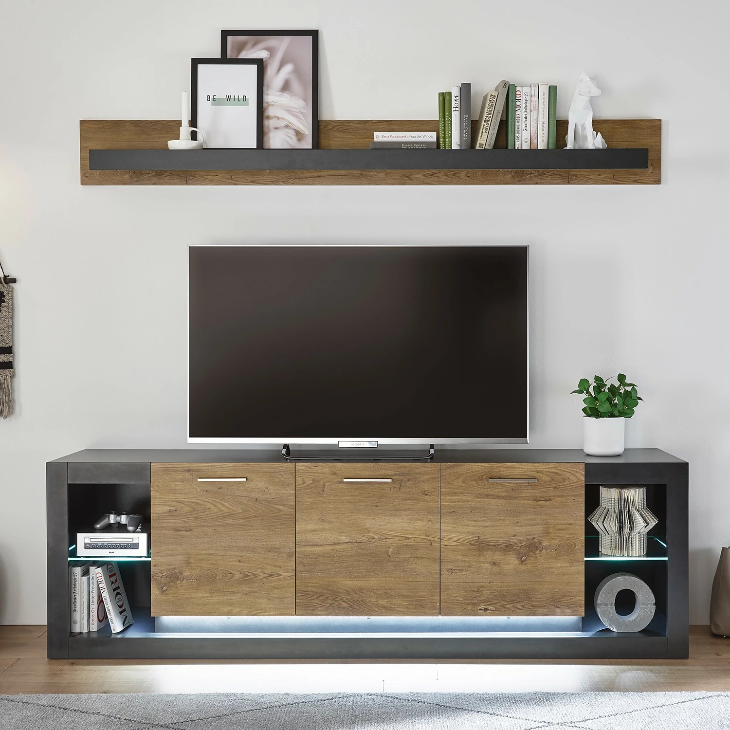 Red Living Lowboard Talence III - Kastanie Dekor / Grau 4 Red Living Lowboard Talence III - Kastanie Dekor / Grau – Bild 3