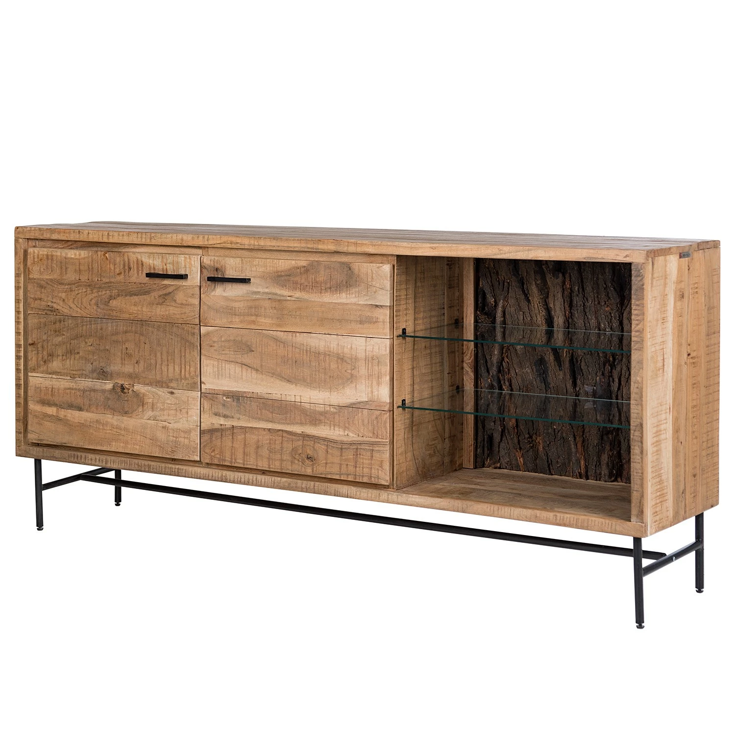 Ars Natura Sideboard Roody - Inkl. Beleuchtung - Akazie massiv / Metall - Akazie / Schwarz 3 Ars Natura Sideboard Roody - Inkl. Beleuchtung - Akazie massiv / Metall - Akazie / Schwarz