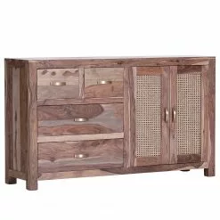 Naturoo Sideboard Rodern I - Sheesham massiv / Wiener Geflecht