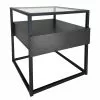 Loftscape Beistelltisch Dorsey - Glas / Metall - Schwarz / Bambus Schwarz