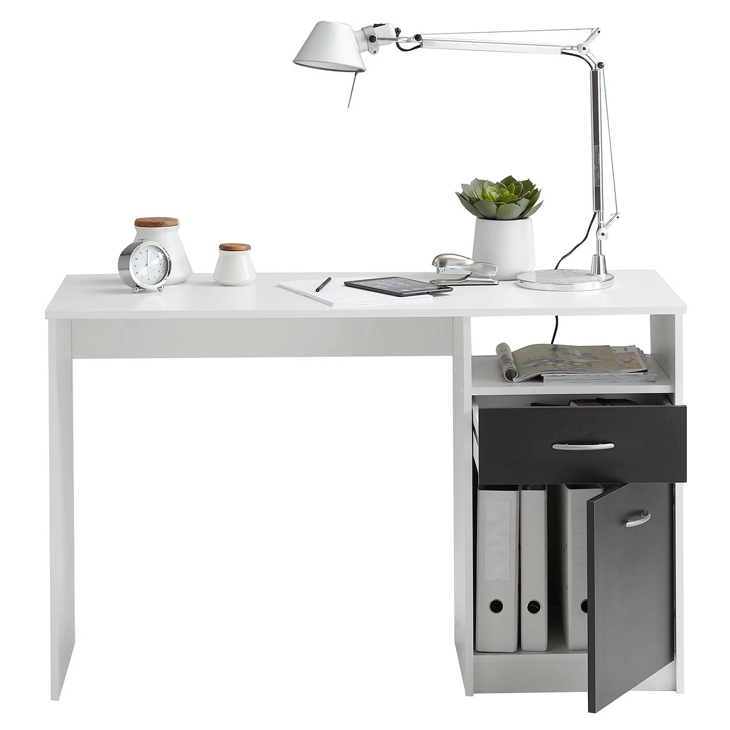 Furnitive Schreibtisch Cossey - Weiß / Schwarz 5 Furnitive Schreibtisch Cossey - Weiß / Schwarz – Bild 3