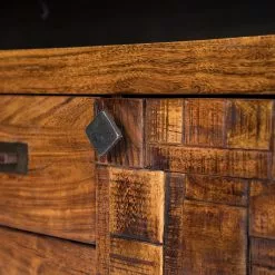 Wolf-Möbel Sideboard Bazac - Inkl. Beleuchtung - Akazie massiv - Akazie / Dunkelgrau -Büromöbel Verkaufsgeschäft 1000243213 220314 060 DETAILS P000000001000243213