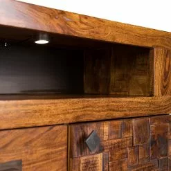 Wolf-Möbel Sideboard Bazac - Inkl. Beleuchtung - Akazie massiv - Akazie / Dunkelgrau -Büromöbel Verkaufsgeschäft 1000243213 220314 062 DETAILS P000000001000243213