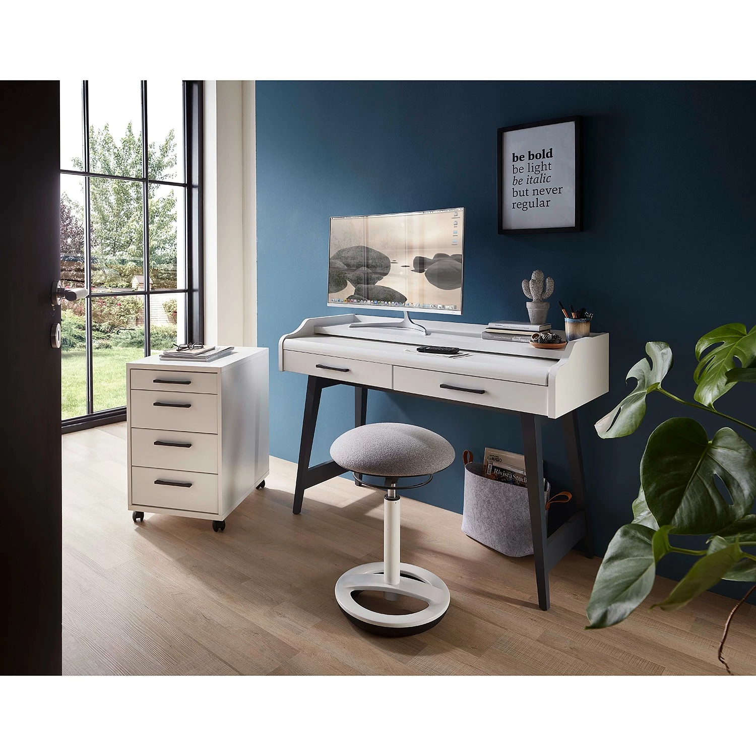 Furnitive Rollcontainer Lemuy - Weiß / Anthrazit 4 Furnitive Rollcontainer Lemuy - Weiß / Anthrazit – Bild 2