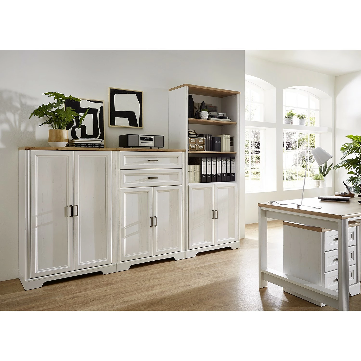 Ridgevalley Büroregal Jasmund I - Pinie Weiß Dekor 4 Ridgevalley Büroregal Jasmund I - Pinie Weiß Dekor – Bild 2