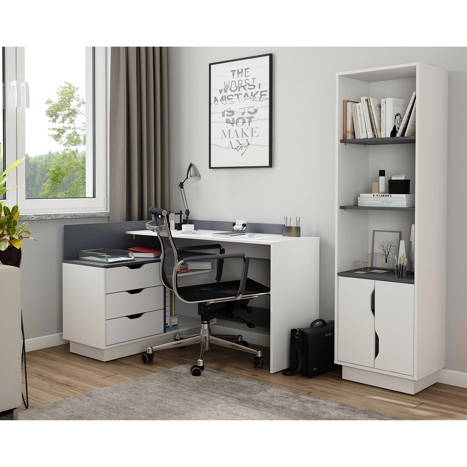 Furnitive Regal Paroy - Weiß / Grau 6 Furnitive Regal Paroy - Weiß / Grau – Bild 4