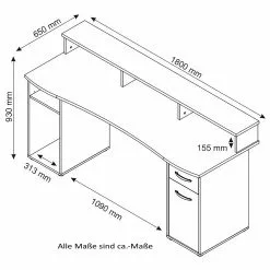 Furnitive Schreibtisch Gambell - Weiß -Büromöbel Verkaufsgeschäft 1000248353 210217 09450100043 SKETCH DETAILS P000000001000248353 sketch