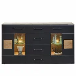 Loftscape Sideboard Belloc - Inkl. Beleuchtung - Matt Schwarz / Eiche Dekor