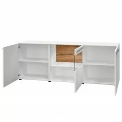 GWINNER Sideboard Bellano III - Echtholzfurnier - Matt Weiß / Balkeneiche - Mit Beleuchtung -Büromöbel Verkaufsgeschäft 1000254940 210723 15385100038 DETAILS P000000001000254940
