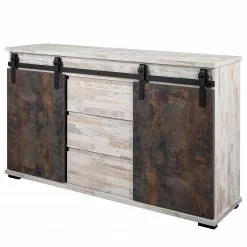 Maison Belfort Sideboard Janze I - Kiefer Weiß Dekor / Vintage Braun