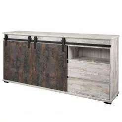 Maison Belfort Sideboard Janze II - Kiefer Weiß Dekor / Vintage Braun