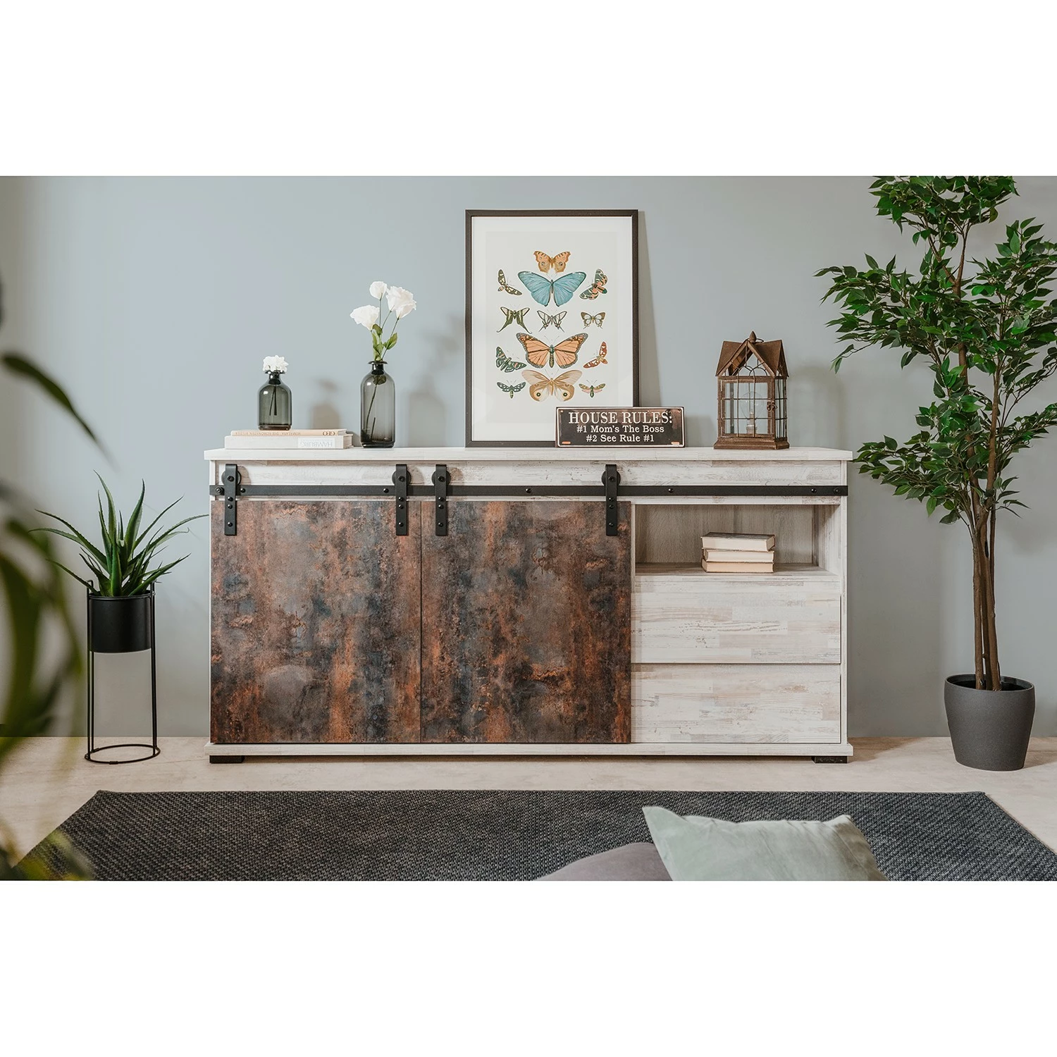 Maison Belfort Sideboard Janze II - Kiefer Weiß Dekor / Vintage Braun 4 Maison Belfort Sideboard Janze II - Kiefer Weiß Dekor / Vintage Braun – Bild 2