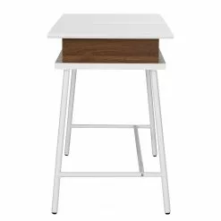 Fredriks Schreibtisch Paide - (Höhenverstellbar) - Hochglanz Weiß / Walnuss Dekor -Büromöbel Verkaufsgeschäft 1000256389 220331 050 DETAILS P000000001000256389