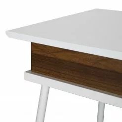 Fredriks Schreibtisch Paide - (Höhenverstellbar) - Hochglanz Weiß / Walnuss Dekor -Büromöbel Verkaufsgeschäft 1000256389 220331 060 DETAILS P000000001000256389