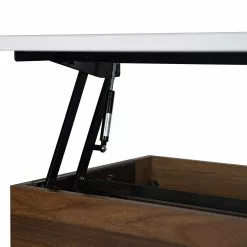 Fredriks Schreibtisch Paide - (Höhenverstellbar) - Hochglanz Weiß / Walnuss Dekor -Büromöbel Verkaufsgeschäft 1000256389 220331 063 DETAILS P000000001000256389