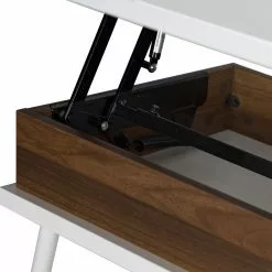 Fredriks Schreibtisch Paide - (Höhenverstellbar) - Hochglanz Weiß / Walnuss Dekor -Büromöbel Verkaufsgeschäft 1000256389 220331 064 DETAILS P000000001000256389