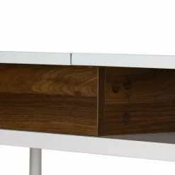 Fredriks Schreibtisch Paide - (Höhenverstellbar) - Hochglanz Weiß / Walnuss Dekor -Büromöbel Verkaufsgeschäft 1000256389 220331 065 DETAILS P000000001000256389