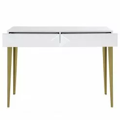 Jack & Alice Schreibtisch Canoa - Hochglanz Weiß / Gold -Büromöbel Verkaufsgeschäft 1000256390 220331 041 DETAILS P000000001000256390