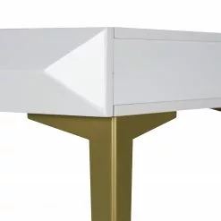 Jack & Alice Schreibtisch Canoa - Hochglanz Weiß / Gold -Büromöbel Verkaufsgeschäft 1000256390 220331 061 DETAILS P000000001000256390