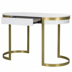 Jack & Alice Schreibtisch Cayo - Hochglanz Weiß / Gold -Büromöbel Verkaufsgeschäft 1000256402 220331 030 DETAILS P000000001000256402