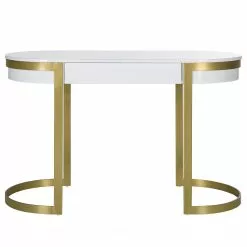 Jack & Alice Schreibtisch Cayo - Hochglanz Weiß / Gold -Büromöbel Verkaufsgeschäft 1000256402 220331 040 DETAILS P000000001000256402