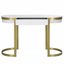 Jack & Alice Schreibtisch Cayo - Hochglanz Weiß / Gold -Büromöbel Verkaufsgeschäft 1000256402 220331 041 DETAILS P000000001000256402