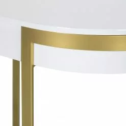 Jack & Alice Schreibtisch Cayo - Hochglanz Weiß / Gold -Büromöbel Verkaufsgeschäft 1000256402 220331 061 DETAILS P000000001000256402