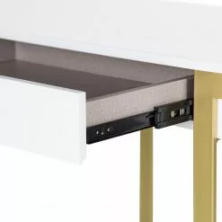 Jack & Alice Schreibtisch Cayo - Hochglanz Weiß / Gold -Büromöbel Verkaufsgeschäft 1000256402 220331 062 DETAILS P000000001000256402