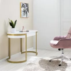 Jack & Alice Schreibtisch Cayo - Hochglanz Weiß / Gold -Büromöbel Verkaufsgeschäft 1000256402 220601 021 MOOD DETAILS P000000001000256402 mood