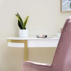 Jack & Alice Schreibtisch Cayo - Hochglanz Weiß / Gold -Büromöbel Verkaufsgeschäft 1000256402 220601 024 MOOD DETAILS P000000001000256402 mood