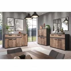 Trendteam Sideboard Stripe - Altholz Dekor / Grau -Büromöbel Verkaufsgeschäft 1000256951 210831 16214900017 MOOD DETAILS P000000001000256951 mood