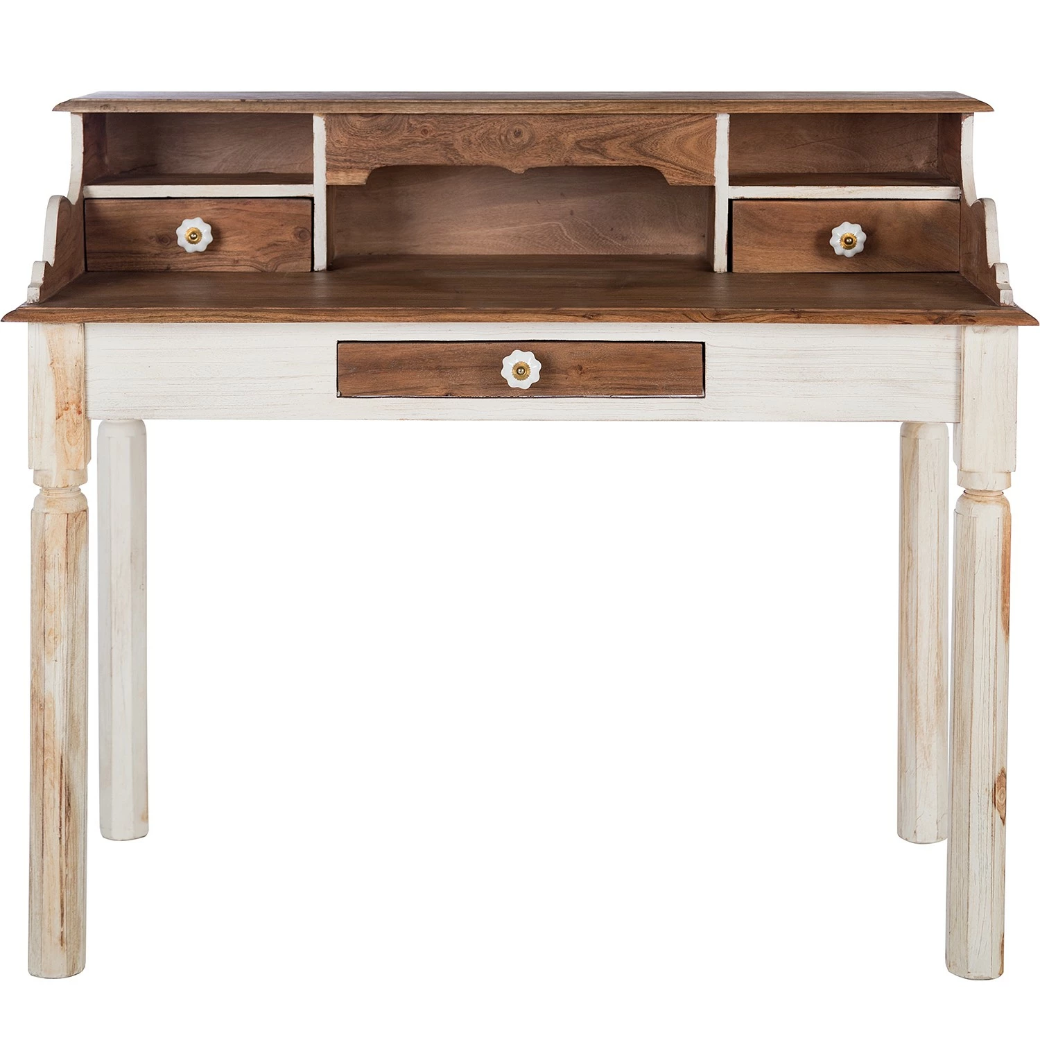 Wolf-Möbel Sekretär Maison - Akazie massiv - Akazie Stone / Antik Weiß 4 Wolf-Möbel Sekretär Maison - Akazie massiv - Akazie Stone / Antik Weiß – Bild 2