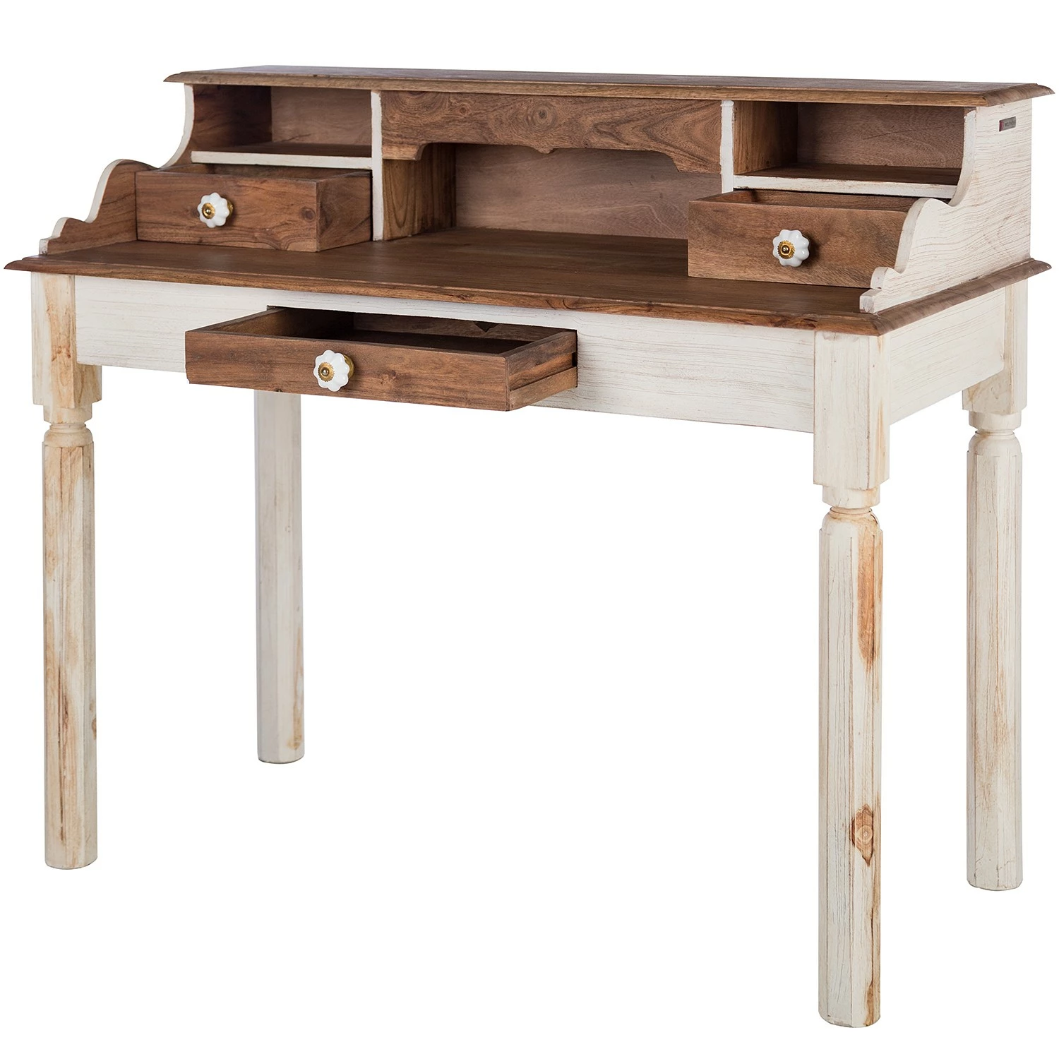 Wolf-Möbel Sekretär Maison - Akazie massiv - Akazie Stone / Antik Weiß 5 Wolf-Möbel Sekretär Maison - Akazie massiv - Akazie Stone / Antik Weiß – Bild 3