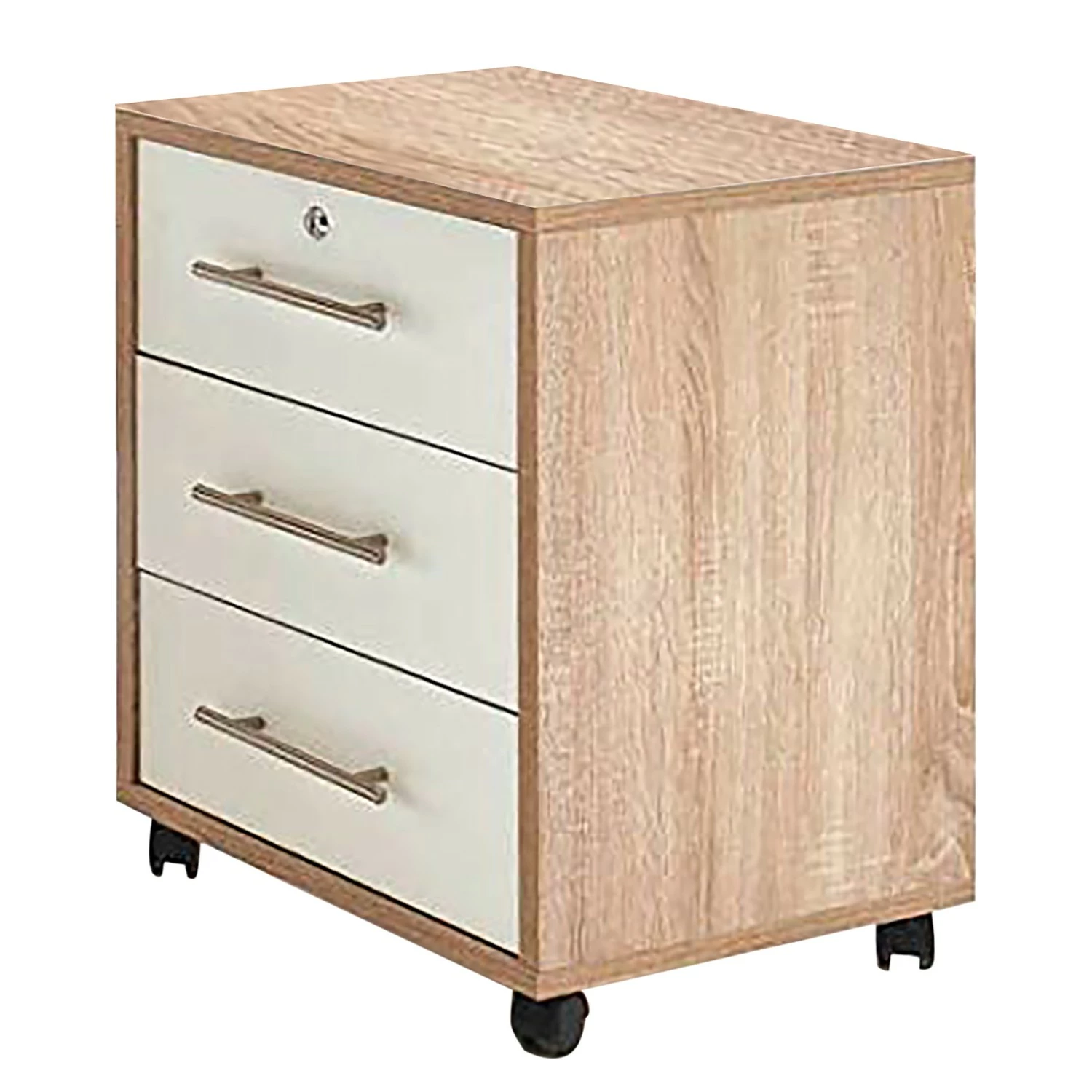 Furnitive Rollcontainer Avin - Eiche Sonoma Dekor / Weiß 3 Furnitive Rollcontainer Avin - Eiche Sonoma Dekor / Weiß