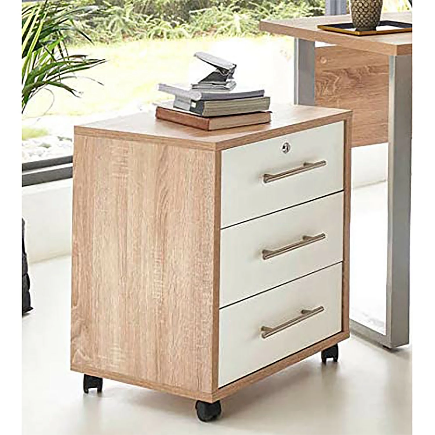 Furnitive Rollcontainer Avin - Eiche Sonoma Dekor / Weiß 4 Furnitive Rollcontainer Avin - Eiche Sonoma Dekor / Weiß – Bild 2