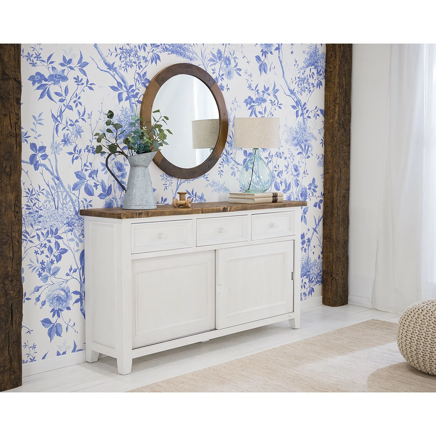 Maison Belfort Sideboard Balignton - Kiefer massiv - Kiefer / Weiß 4 Maison Belfort Sideboard Balignton - Kiefer massiv - Kiefer / Weiß – Bild 2