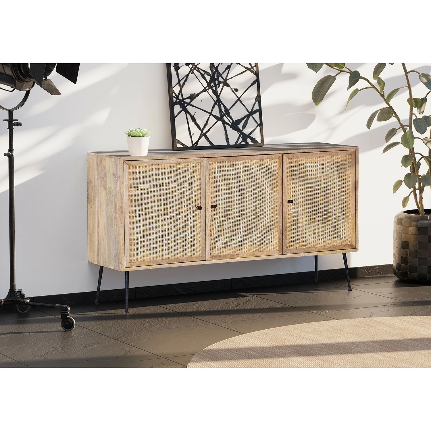 Naturoo Sideboard Maardu - Rattan / Mango massiv - Beige / Mango 4 Naturoo Sideboard Maardu - Rattan / Mango massiv - Beige / Mango – Bild 2