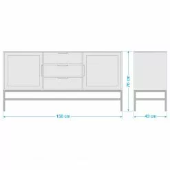 Jack & Alice Sideboard Puyo - Akazie massiv / Metall - Akazie / Gold -Büromöbel Verkaufsgeschäft 1000264972 220118 131413000517 SKETCH DETAILS P000000001000264972 sketch