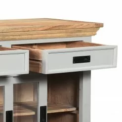 Maison Belfort Sideboard Antton - Akazie / Mango massiv - Grau / Mango -Büromöbel Verkaufsgeschäft 1000265472 220104 09380600089 DETAILS P000000001000265472