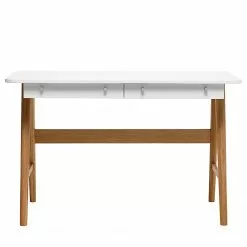 Norrwood Schreibtisch Evan - Eiche Furnier - Weiß / Eiche