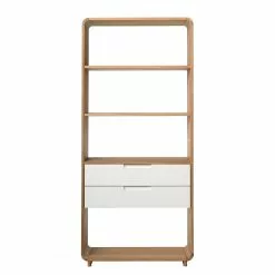 Naturoo Bücherregal Bell - Eiche Furnier - Eiche / Weiß