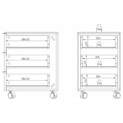 Maja Möbel Rollcontainer YOLO - Eiche Dekor / Chrom -Büromöbel Verkaufsgeschäft 1000268984 210610 16244700007 SKETCH DETAILS P000000001000268984 sketch