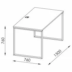 Maja Möbel Schreibtisch YOLO - Breite: 150 cm - Vernickelt -Büromöbel Verkaufsgeschäft 1000268995 210610 16245000050 SKETCH DETAILS P000000001000268995 sketch