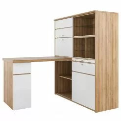 Maja Möbel Schreibtisch-Kombination Mini-Office II - Eiche Riviera Dekor / Weiß