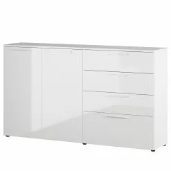 Germania Sideboard Sunnyvale - Hochglanz Weiß / Matt Weiß - Breite: 186 cm