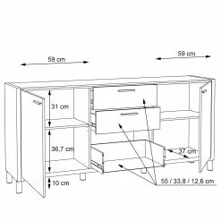 Norrwood Sideboard Boyd I - Weiß / Eiche Dekor -Büromöbel Verkaufsgeschäft 1000270252 210609 06160300255 SKETCH DETAILS P000000001000270252 sketch
