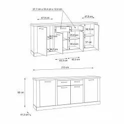 Ridgevalley Sideboard Moro II - Eiche Artisan Dekor / Grau -Büromöbel Verkaufsgeschäft 1000272379 210819 07024800129 SKETCH DETAILS P000000001000272379 sketch